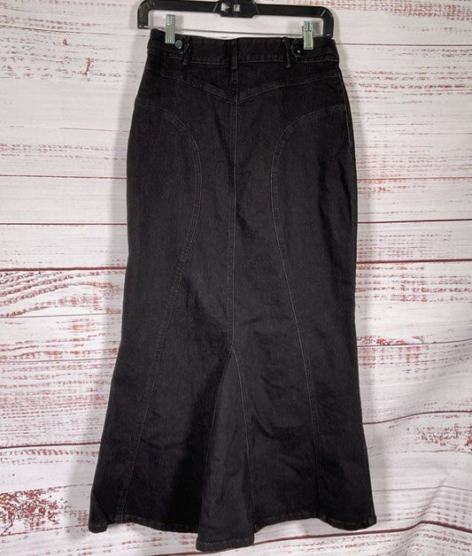Ellie Makir Tailored Flare Denim Skirt Black XS