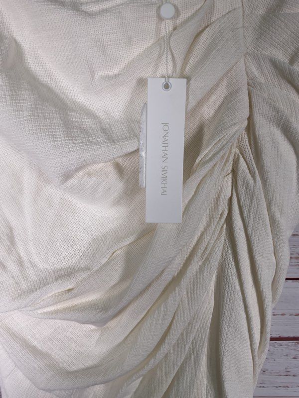 NWT Jonathan Simkhai Hayden Skirt Women's Ruffled Side Size 2 Cream