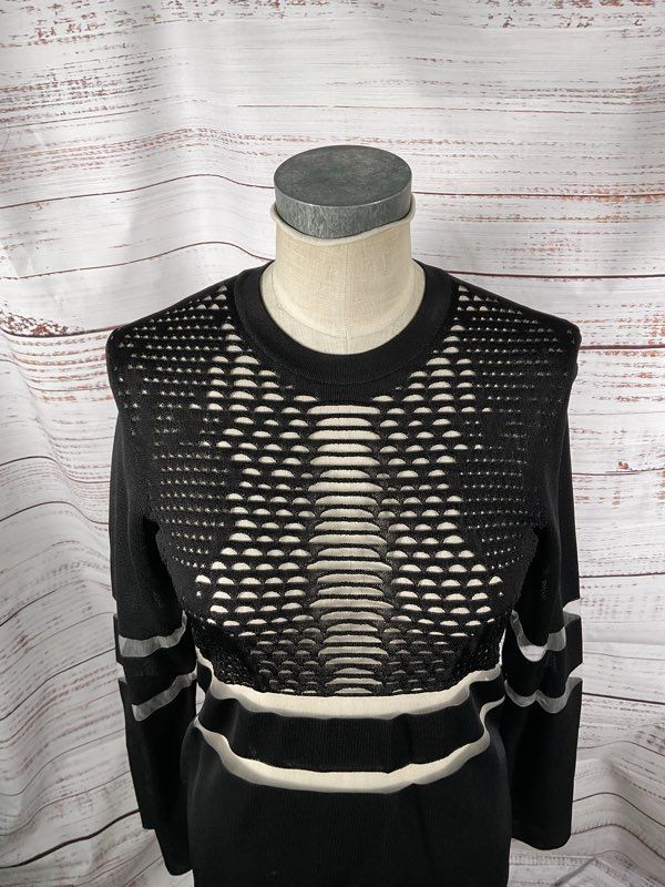 Alexander Wang x H&M Perforated Sheer Mesh Panel Long Sleeve Dress Size S