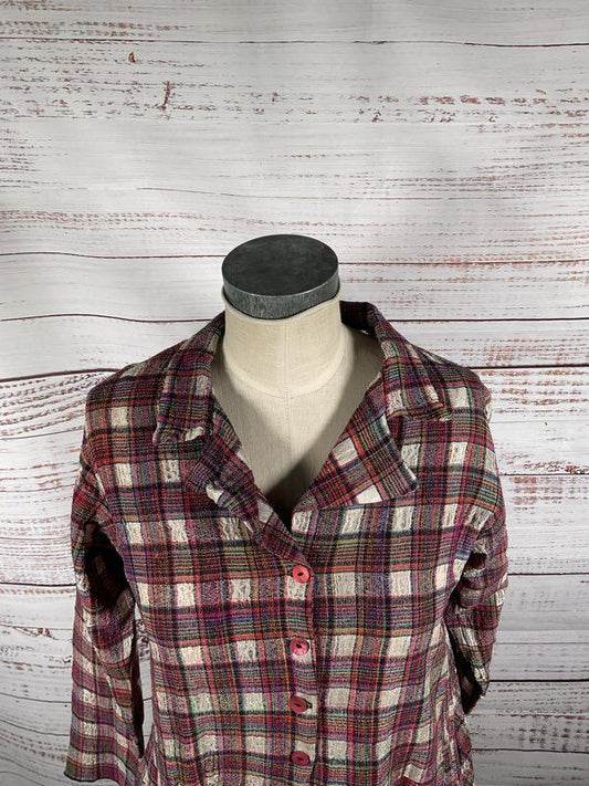 Giselle Shepatin Multicolor Plaid Long Sleeve Button Shirt - Size M