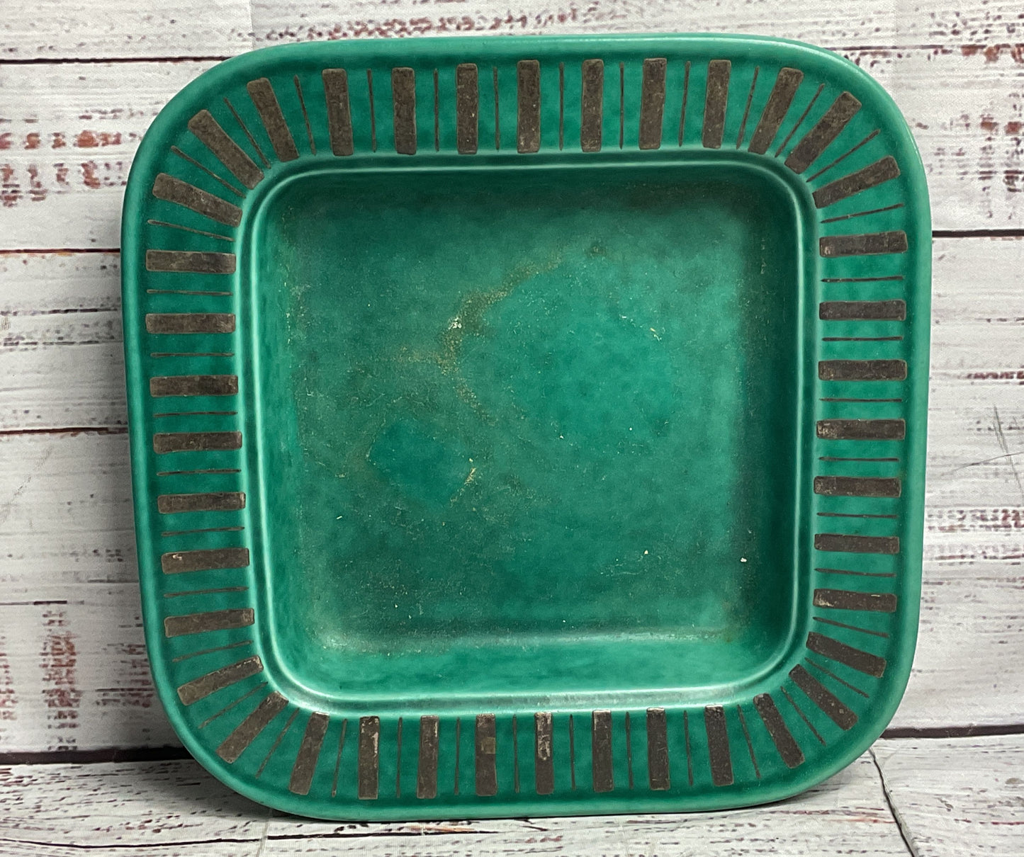 Gustavsberg Sweden Argenta Vintage Wilhelm Kåge Square 8.5" Tray Green