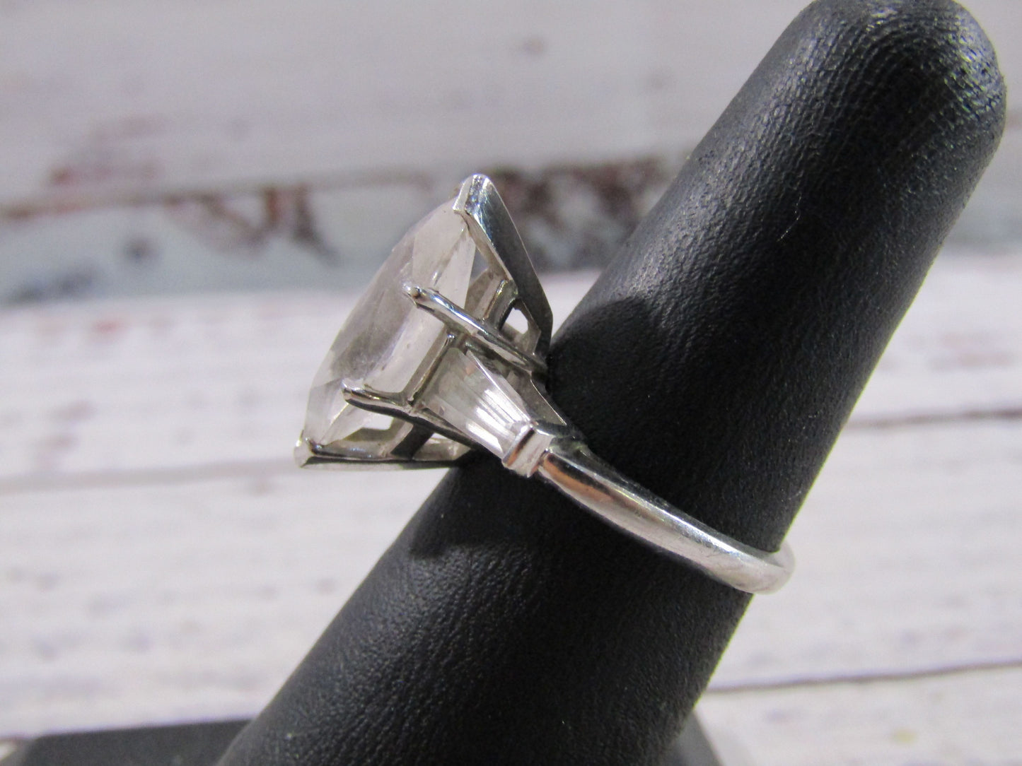 14k White Gold Marquise CZ Cocktail Ring Size 6.5