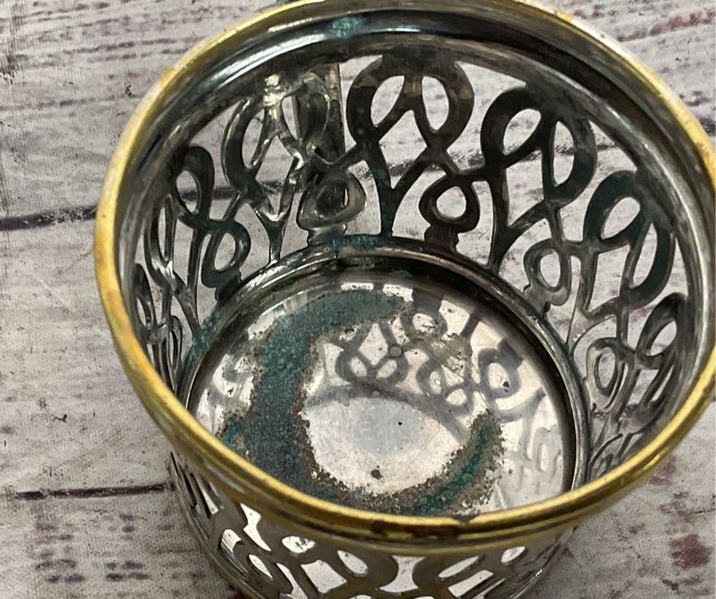 Buch Antique Russian 2.5" Podstakannik Tea Glass Holder Brass Silver Plated