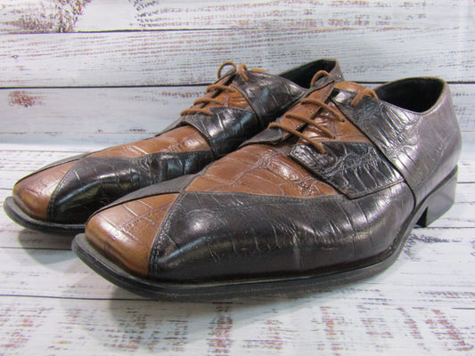 Giorgio Brutini Men's Brown Croc Embossed Oxford Shoes Size 12
