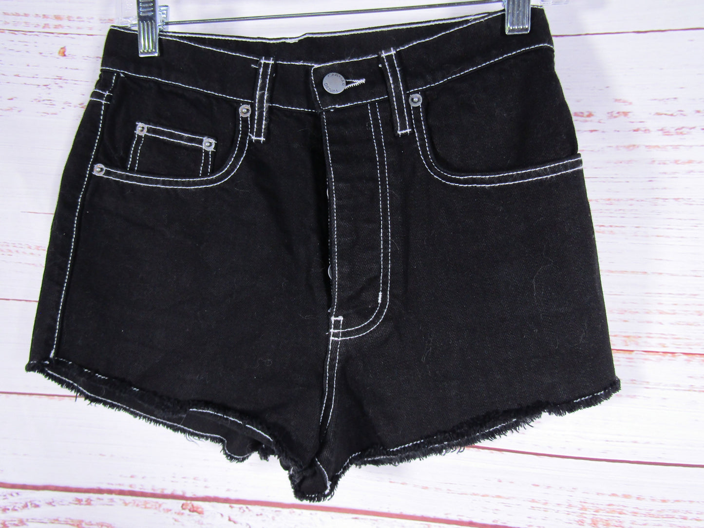 Carmar Women's Black Cotton Cut Off Denim Shorts Size 25