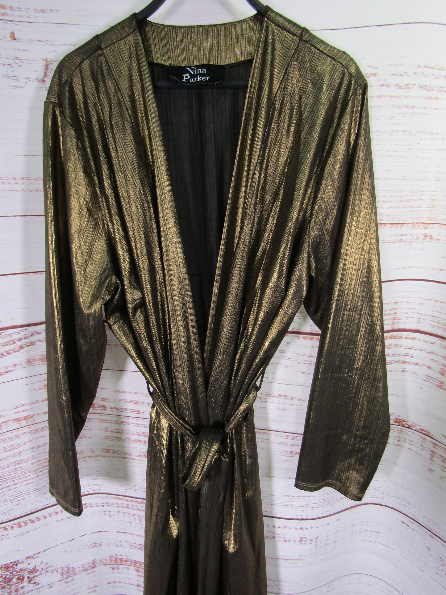 Nina Parker Women's Metallic Bronze Duster Jacket Size L