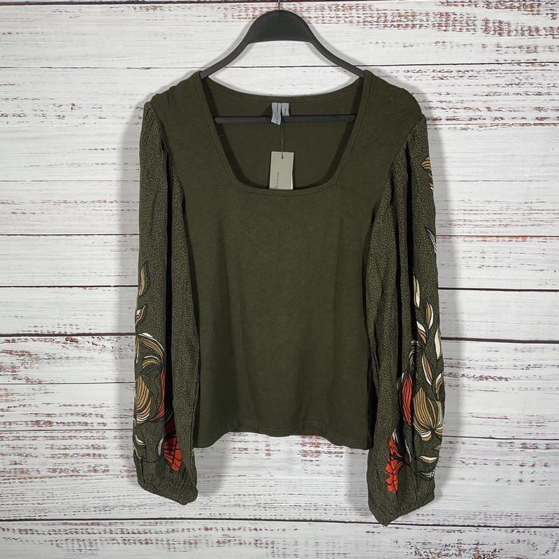 NWT Bl^nk London Green Floral Sleeve Tunic Blouse - Size S