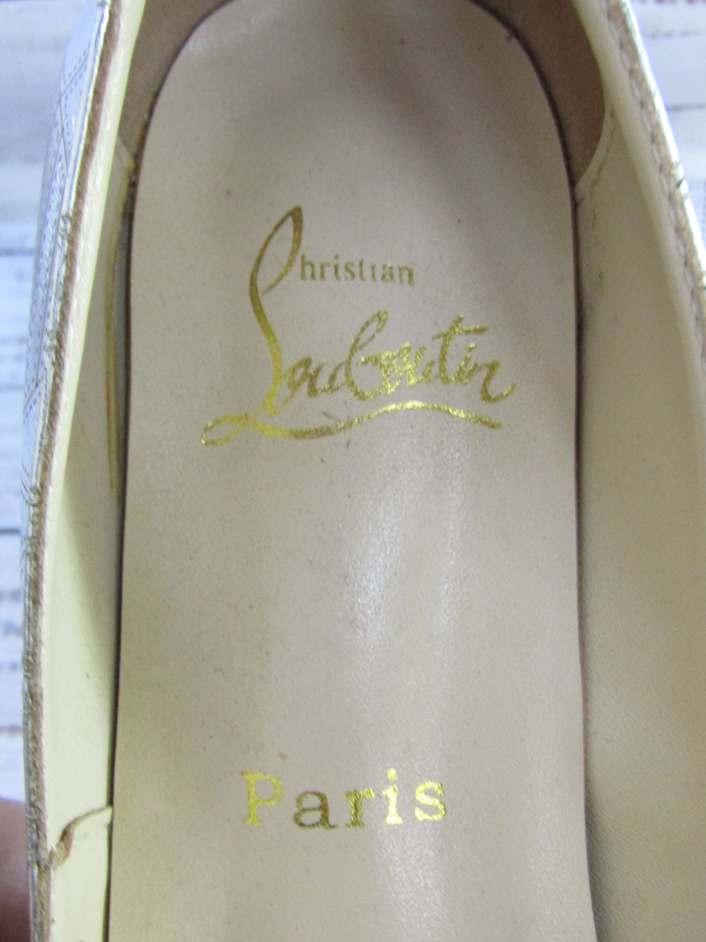 Christian Louboutin Very Galaxy Women's Silver Leather Peep Toe Pumps Size 8
