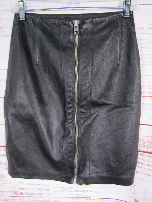 AllSaints Lucile Women's Black Leather Pencil Skirt Size 4