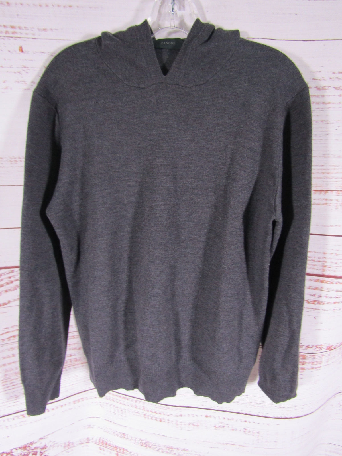 Zanone Men's Gray Wool Hoodie Sweater Size M