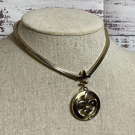 MONET Light Gold Tone Fleur Choker Chain 16" Necklace