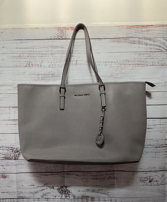Michael Kors Saffiano Leather Jet Set Shoulder Tote Bag Gray