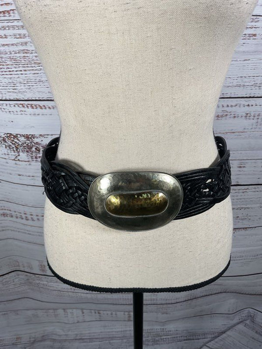 Vintage Chico's Braided Genuine Leather with Metal Buckle Belt Women's S/M