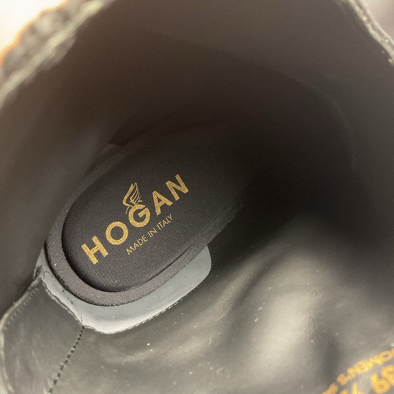 Hogan Tronchetto Zip Faux Snake Black Leather Heeled Bootie Women's Size 9.5 US