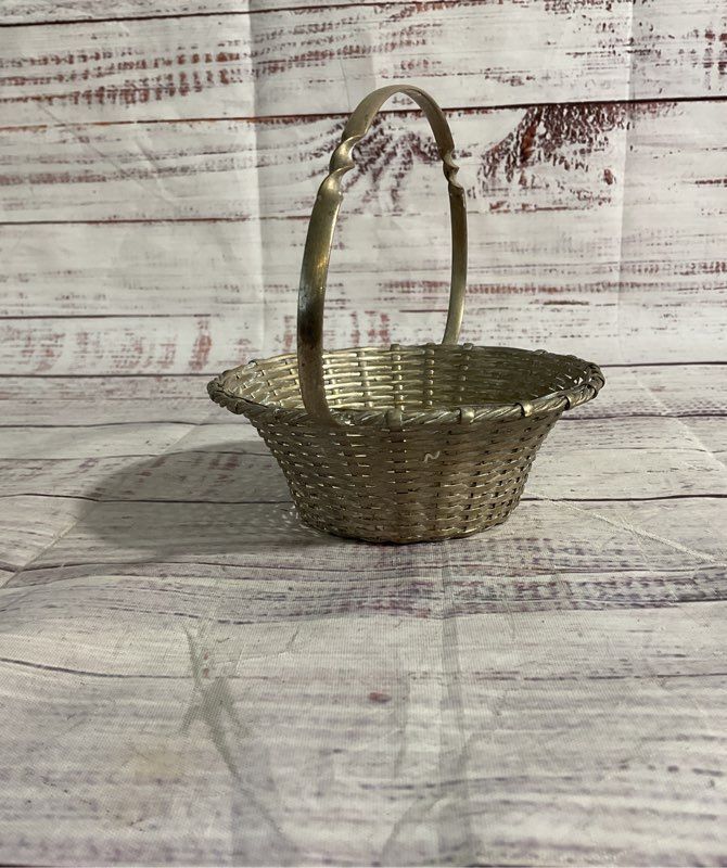 Vintage Made In Germany Silverplate Woven Small Basket 4.25"