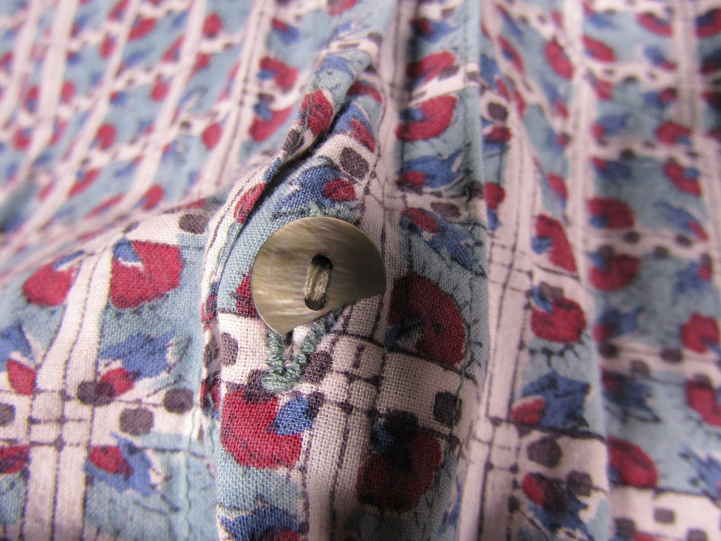 Anokhi Men's Multi-Color Block Print Short Sleeve Shirt Size XS