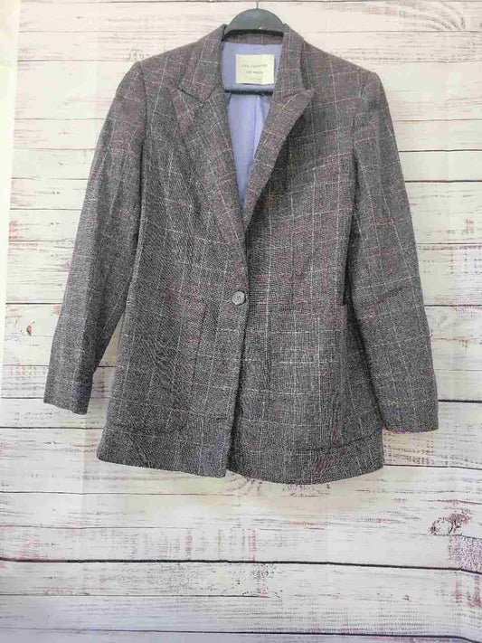 Women's Les Coyotes De Paris Gray Plaid Blazer Size 36 US Size 6