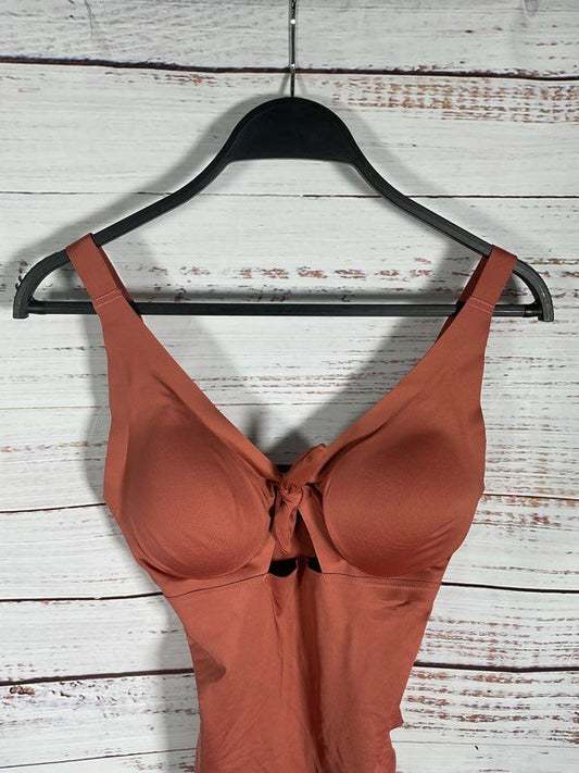 NWT Knix Women's Peekaboo Tie One Piece Bronze Coral Swimwear Size M+