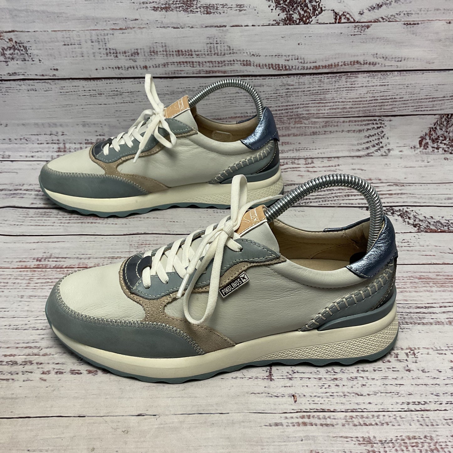 Pikolinos Arrecife W1M White Blue Leather Sneaker Shoe Women Size 7.5US 38EU