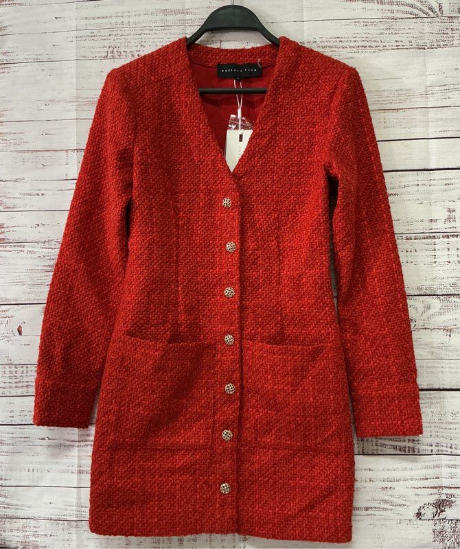 NWT Women's Endless Rose Textured Button Down Dress Size XS