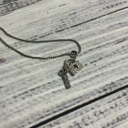Swarovski Silver Plated Lock & Key Charm Necklace