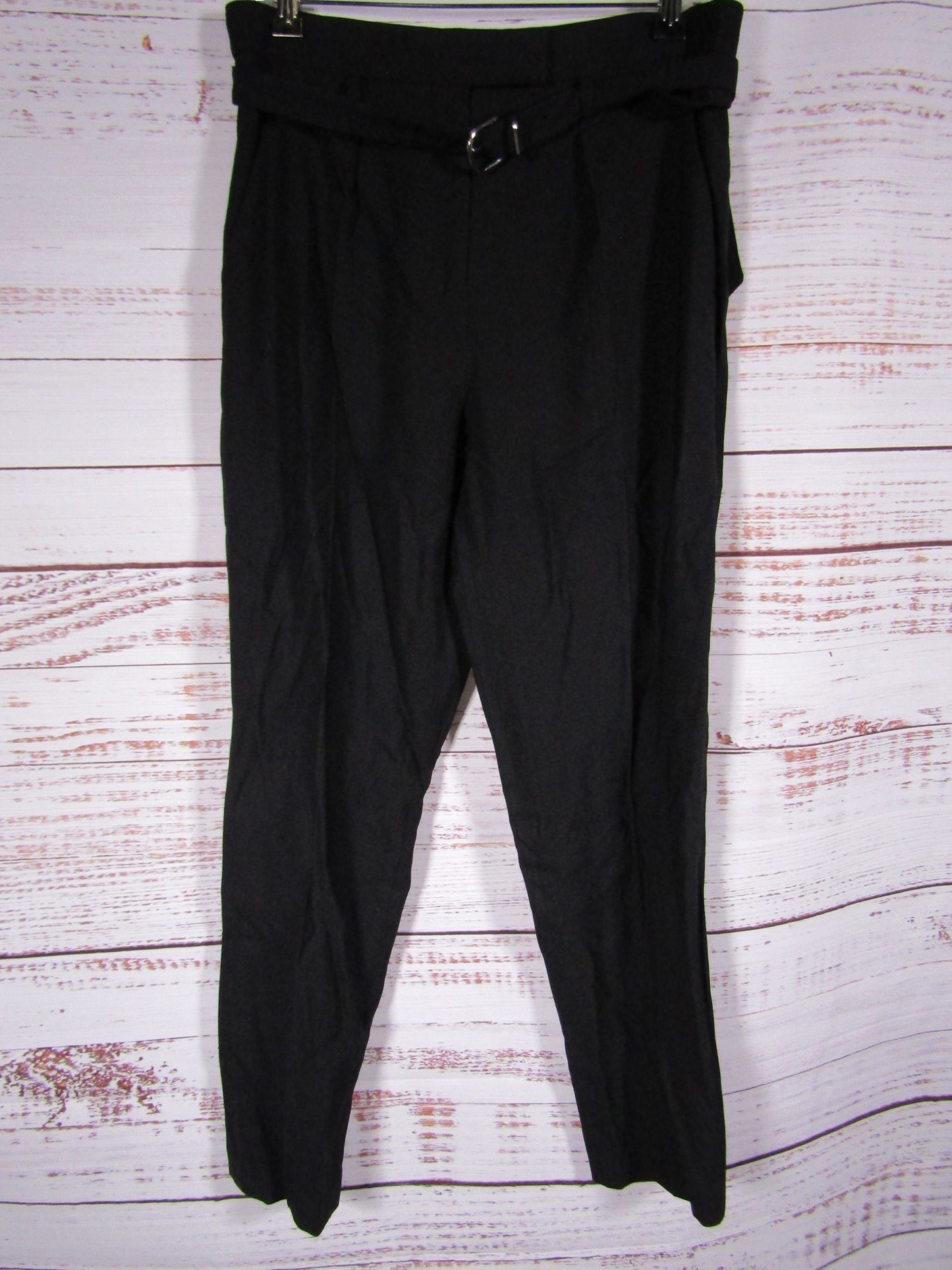 IRO Margate Women's Black Wool Blend High Waisted Belted Trousers Size 40