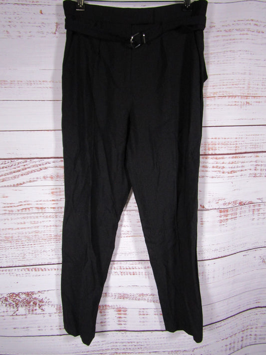 IRO Margate Women's Black Wool Blend High Waisted Belted Trousers Size 40