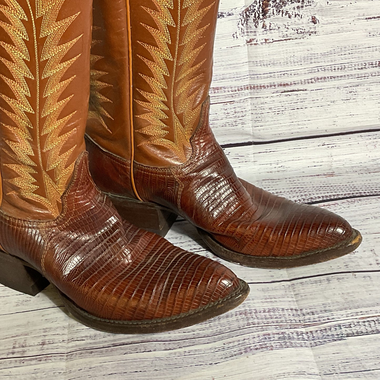 TONY LAMA #6340 Kids Brown Leather Cowboy Boots- SZ 4.5