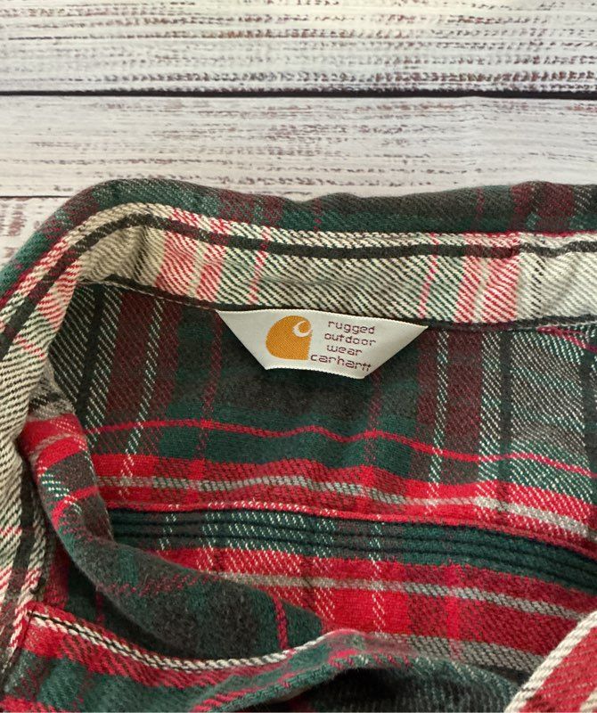 Men's Carhartt Red & Green Flannel Shirt Size L?