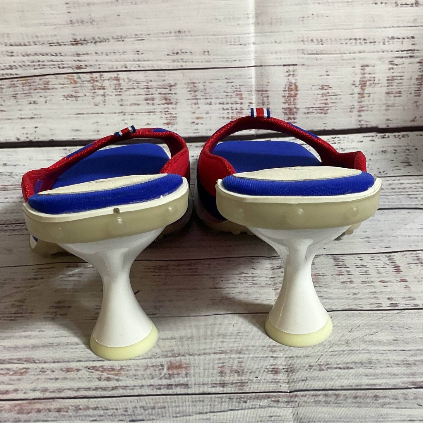 NWOB JEFFREY CAMPBELL Red White Blue Slip On Mule Sandals- SZ 8.5