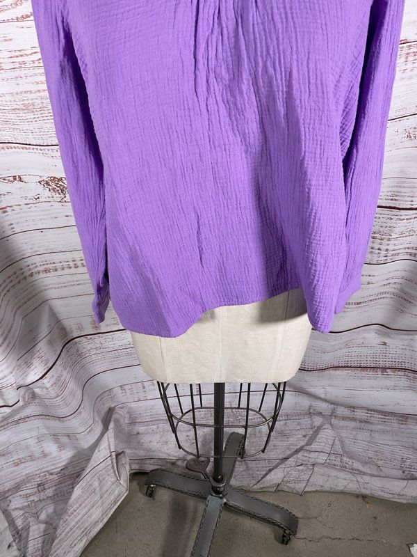 NWT J JILL Women's V-Neck Long Sleeve Purple Blouse Size LP