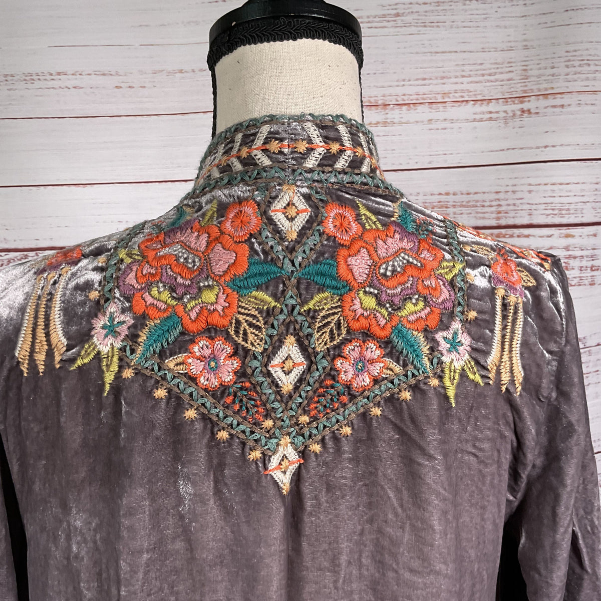 NWT JOHNNY WAS Maeve Velvet Draped Embroidered Cardigan- SZ XS
