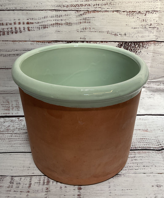Modern Hand Made Medium Terracotta Container Green Brown