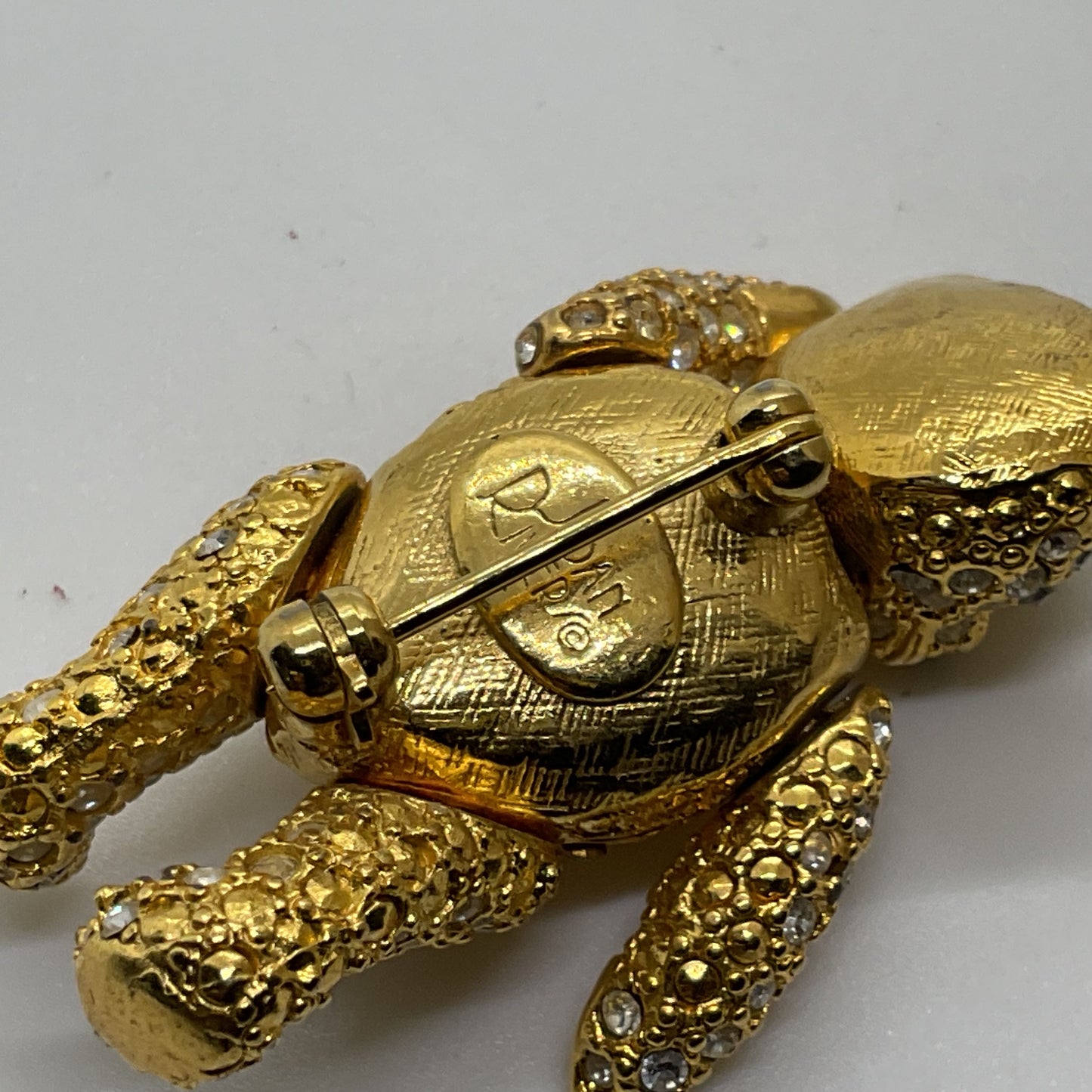 JOAN RIVERS Gold Tone Rhinestone Articulated Movable Arms, Legs, Head Brooch