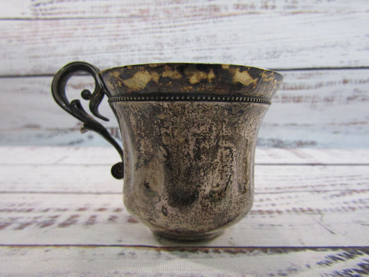Vintage Eastern European Ornate Sterling Silver Demitasse Espresso Cup