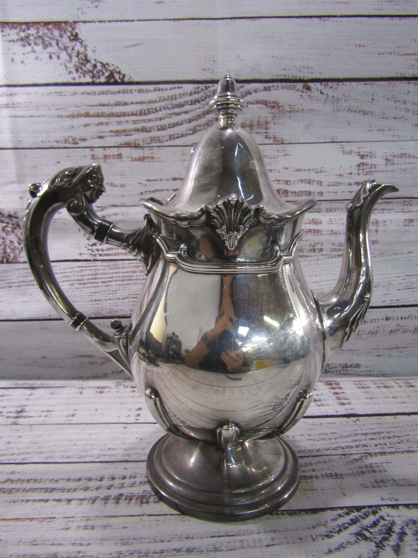 Reed & Barton Baronial Ornate Electroplated Nickel Silver Coffee Pot