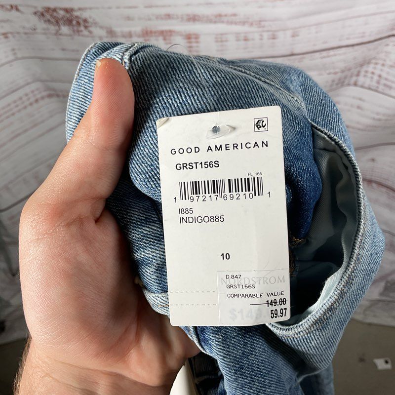 NWT Good American Good Standard Straight Leg Mid Indigo Denim Jeans - Size 8