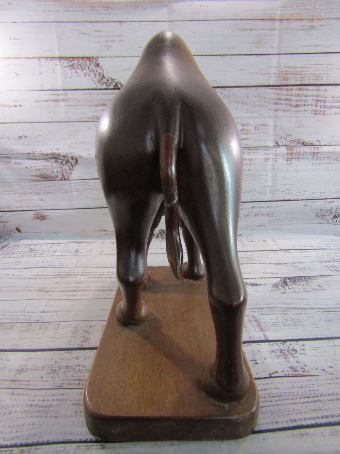 Vintage Hand Carved Wooden Camel Sculpture