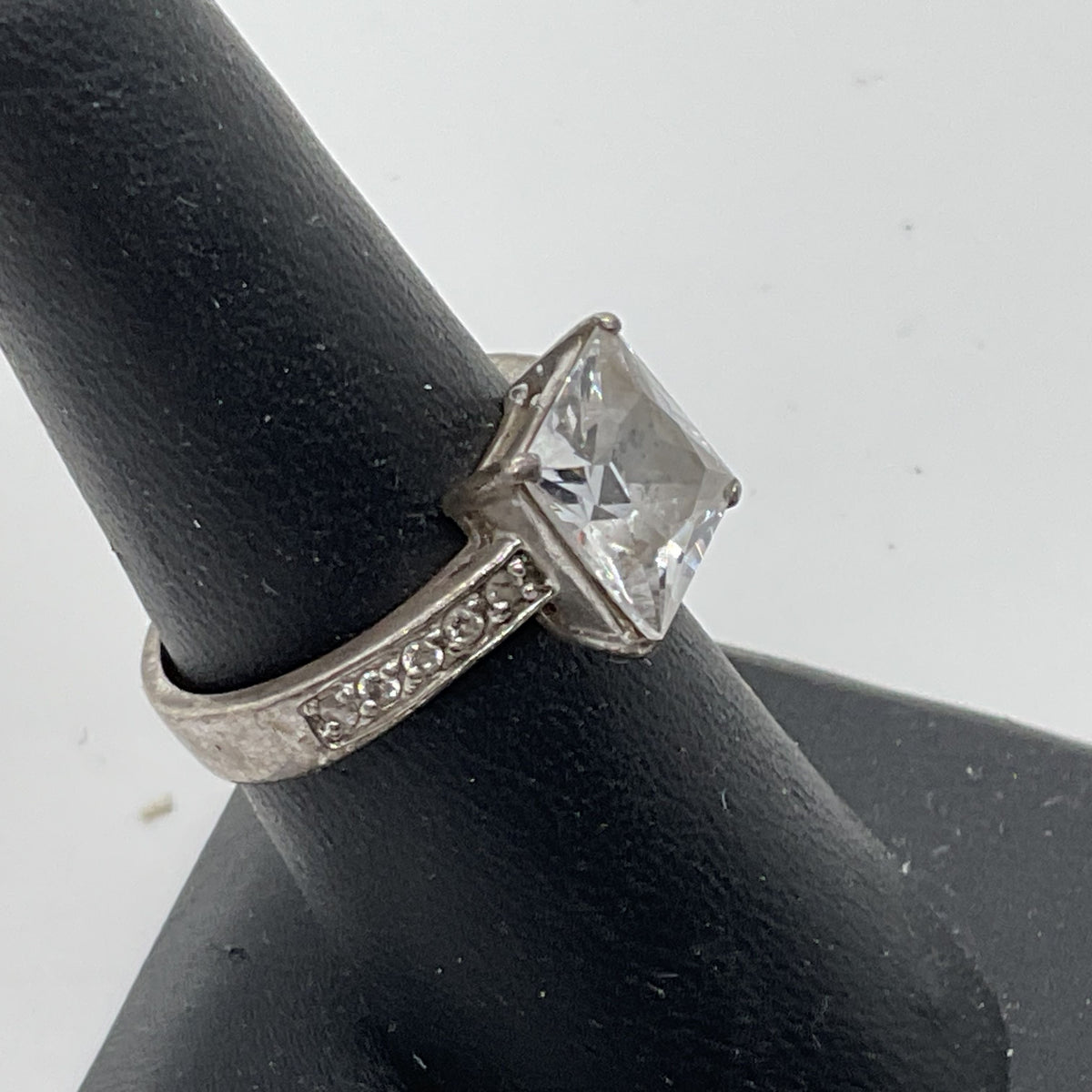 Sterling Silver & Rhinestone SZ 6.75 Ring- 4.73g