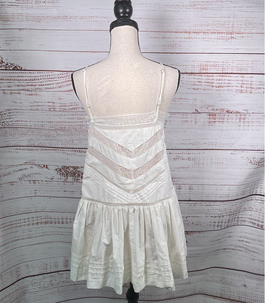 Maeve Sleeveless Square-Neck Lace Mix Mini Dress White S