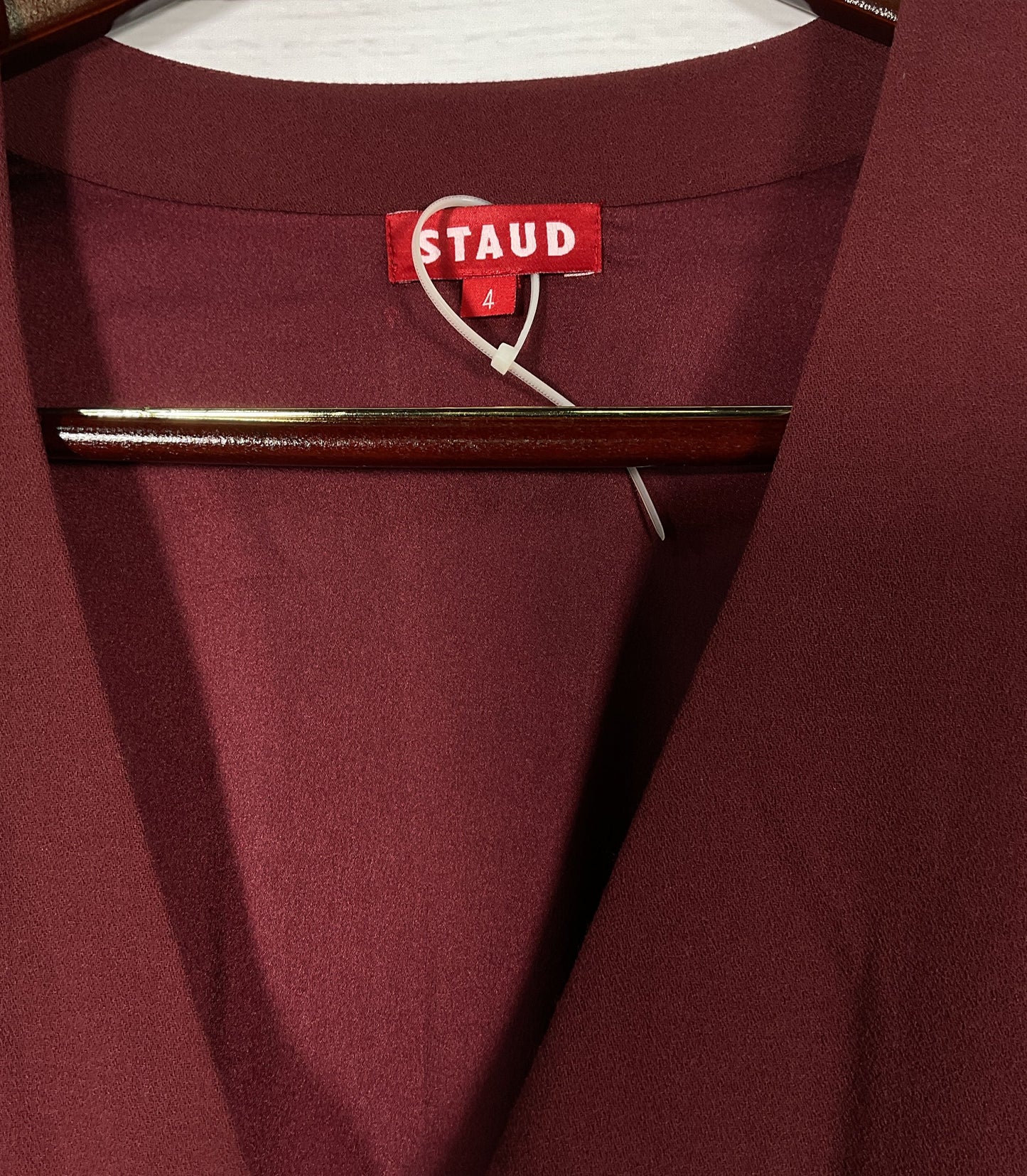 Staud V Neck Long Sleeve Jumpsuit Burgundy 4