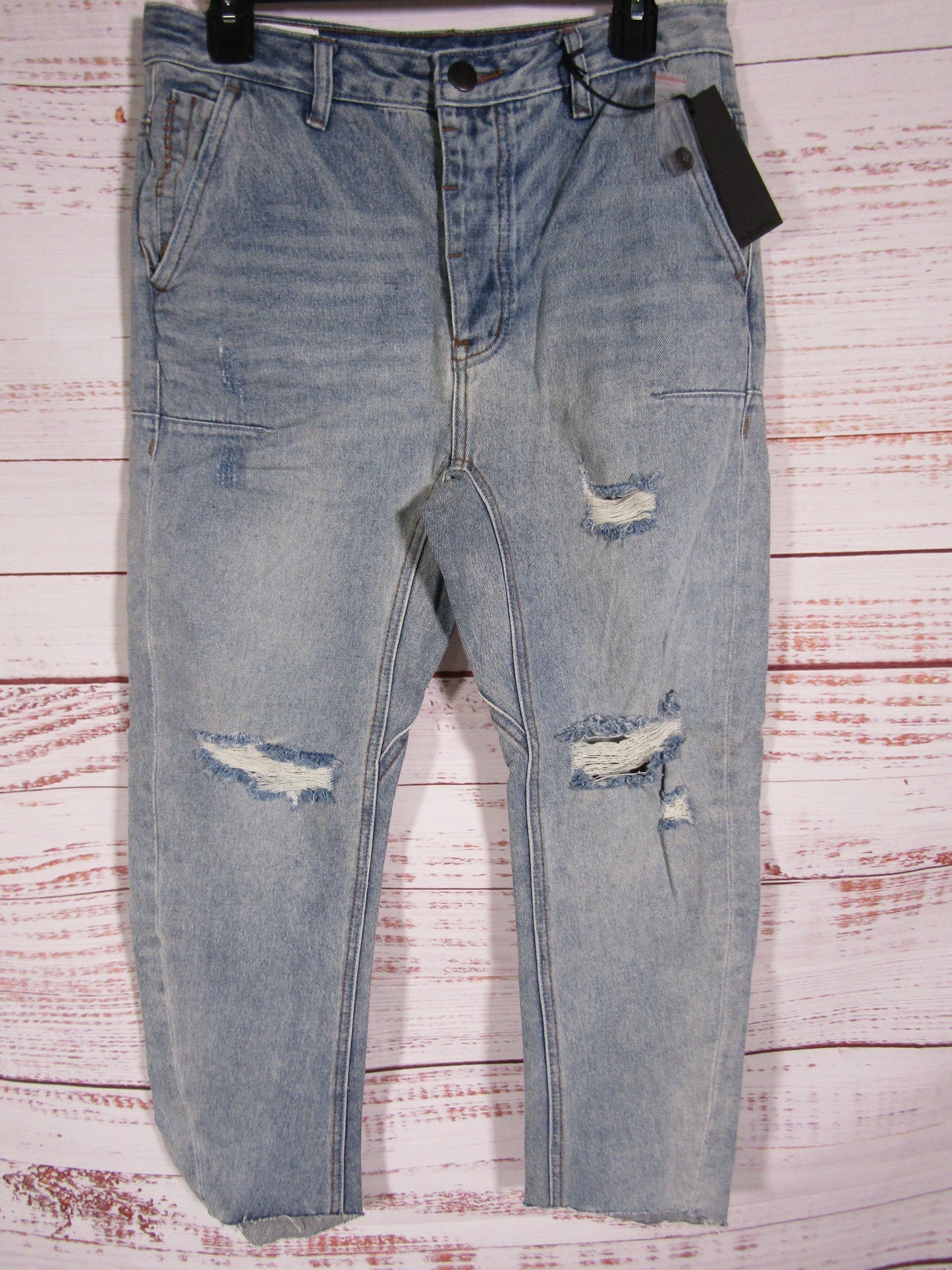 One Teaspoon Mr Browns Men's Blue Storm Distressed Jeans Size 28