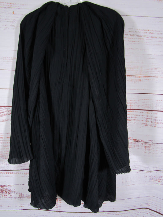 COS Women's Black Pleated Long Sleeve Plissé Dress Size 6
