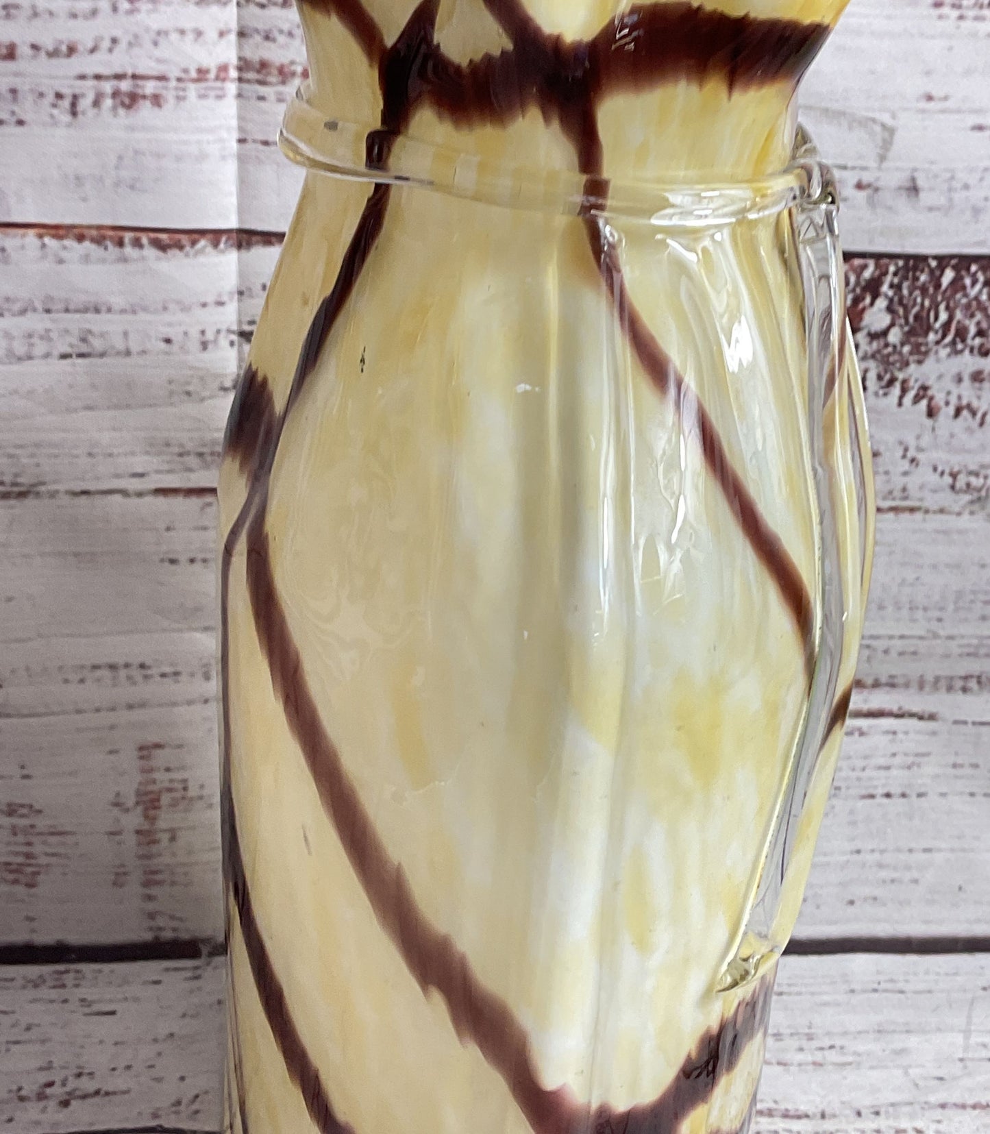 Vintage MCM Bow Tied Murano Glass 10" Vase Cream