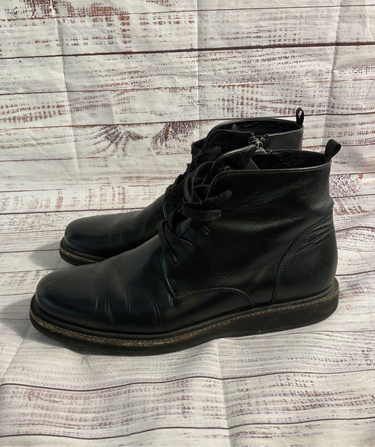 John Varvatos Black Leather Brooklyn Lug Ankle Boots Size 12 M