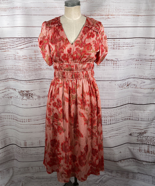 Julia Jordan Floral Print Puff Sleeve Dress Red Multicolor 6