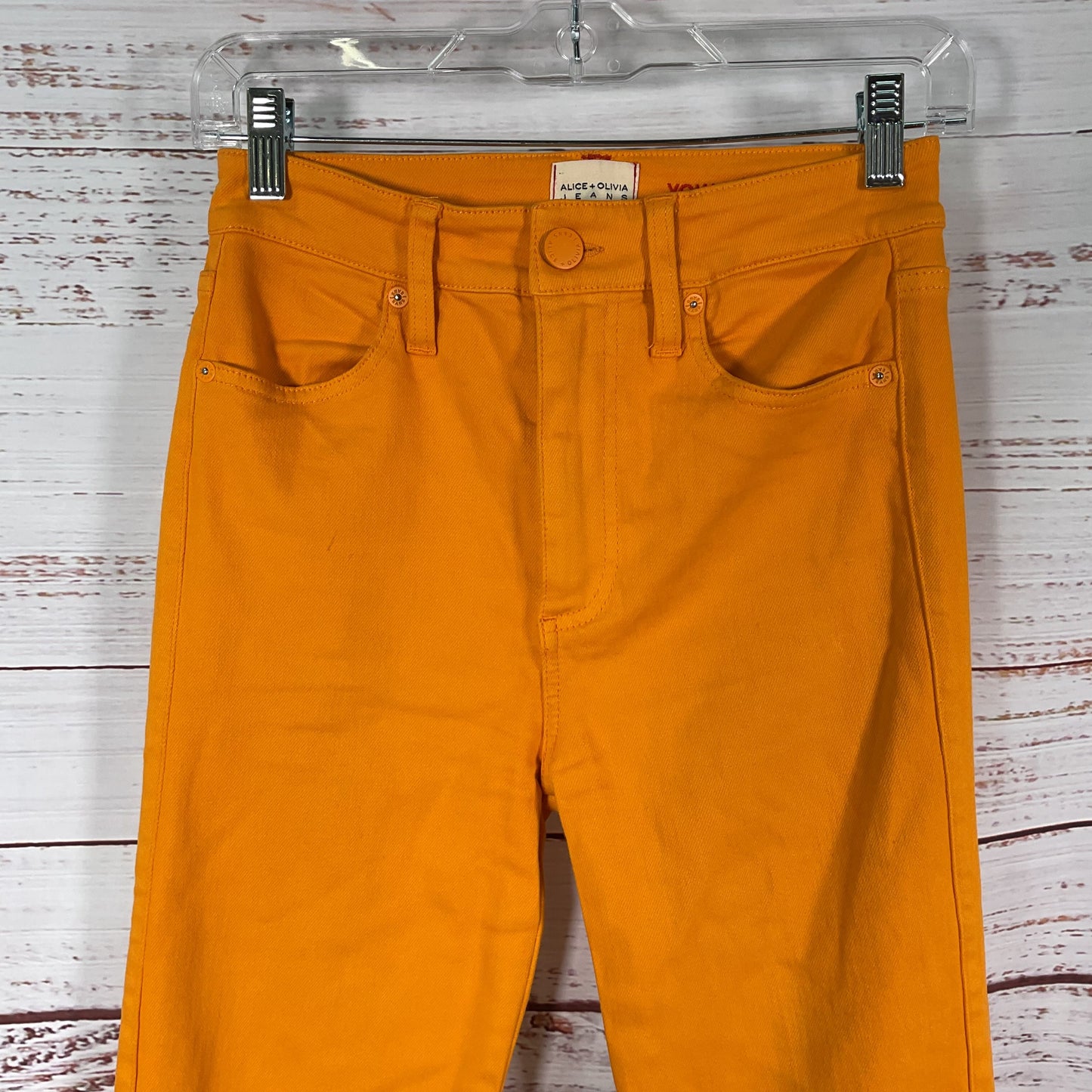 Alice + Olivia Orange Beautiful High Rise Bell Bottom Jeans Pants - Size 25