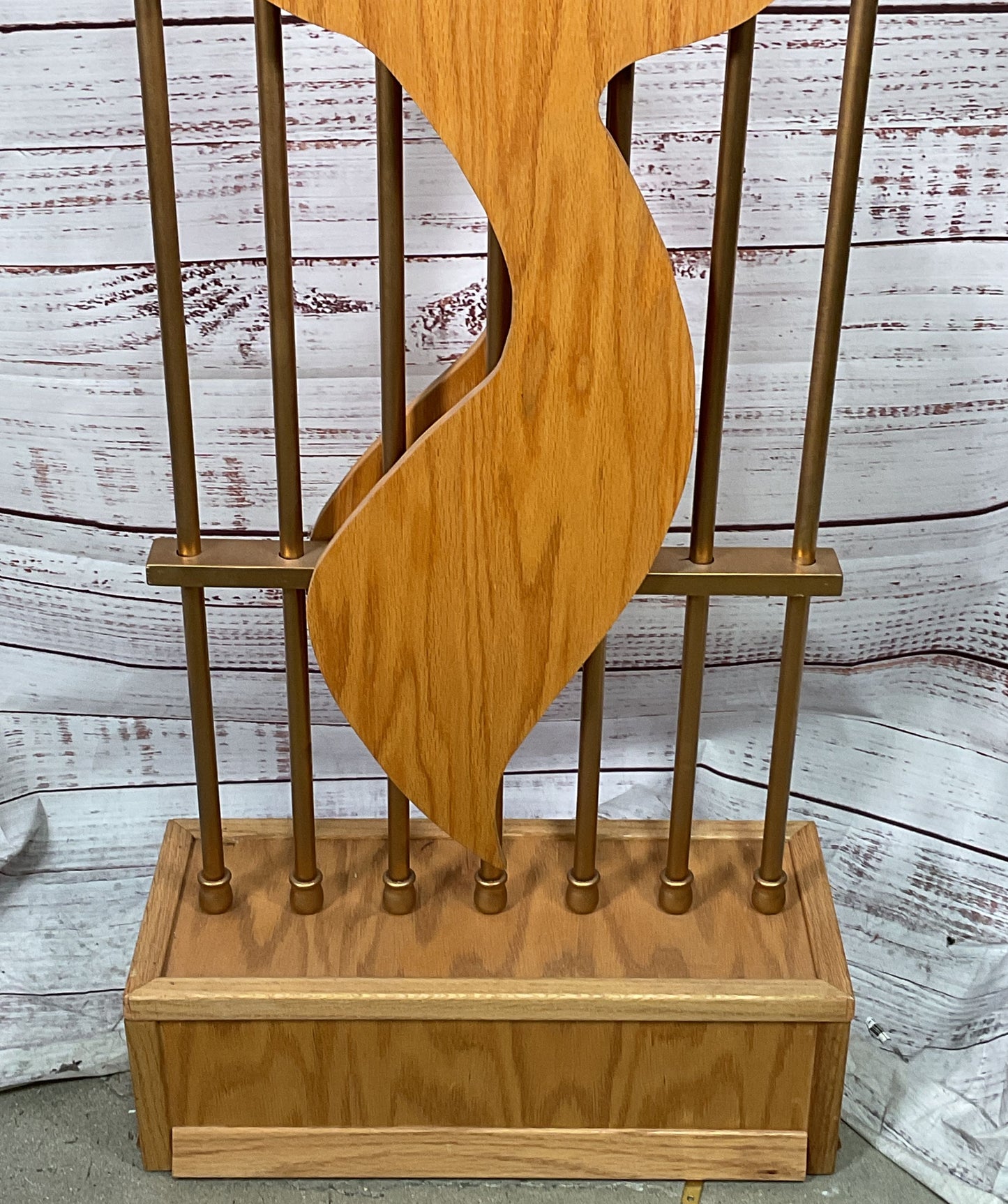 Vintage Handmade Wooden Judaica 44.5" Temple Menorah Brown
