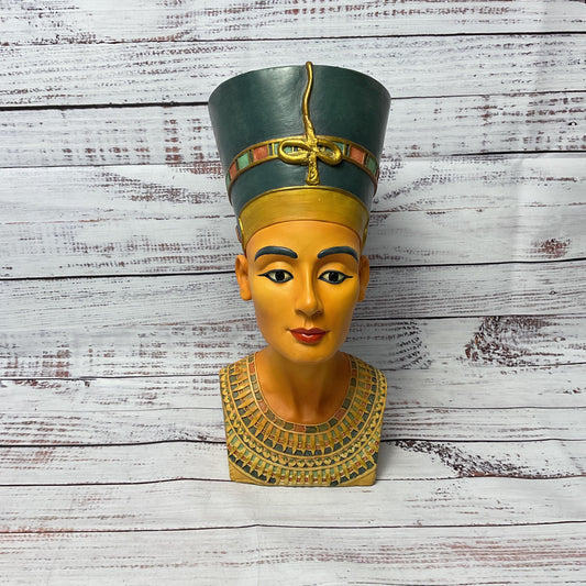 Vintage Bust Nefertiti Ancient Egypt Hand Painted Bust 12"