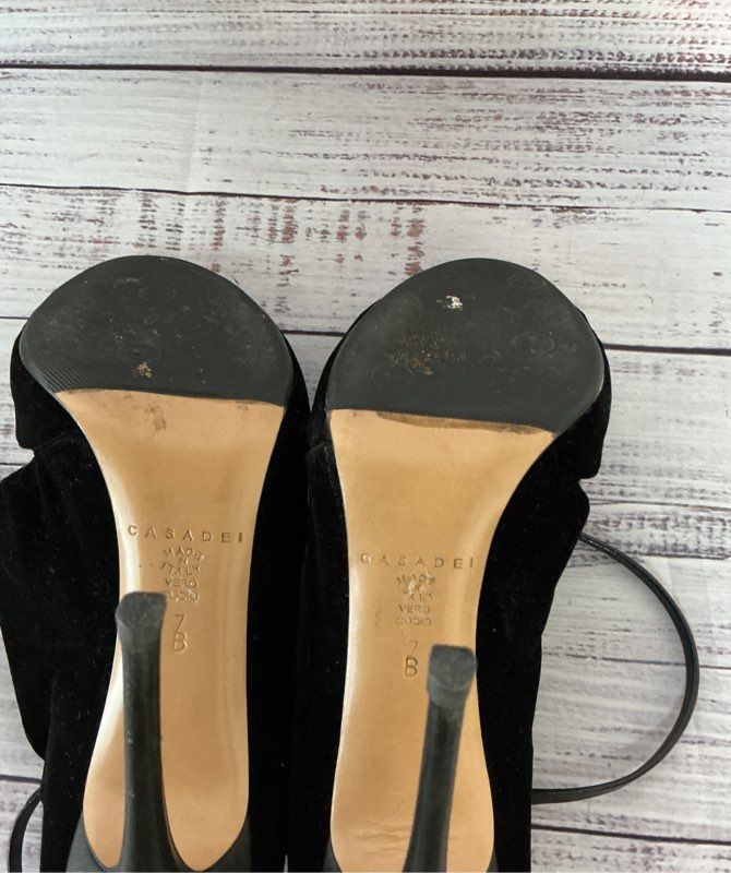 Women's Casadei Velvet Cross Ankle Straps Heel Stiletto Size 7B